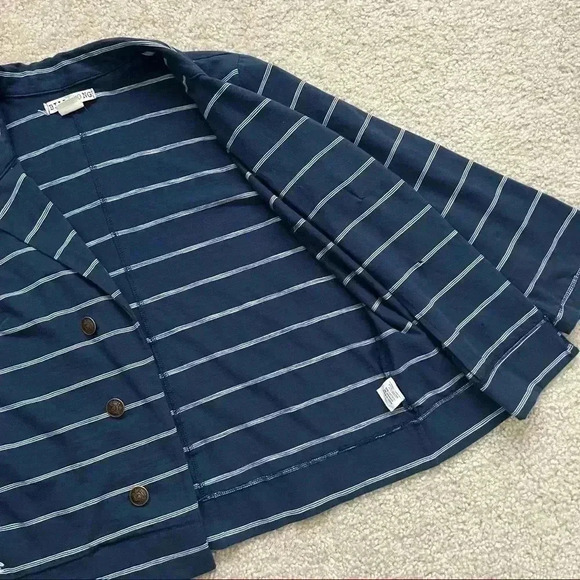 Billabong Lightweight Open Blazer Jacket Navy Blue/White Striped Women Sz Large - Picture 12 of 14